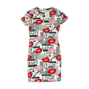 Newspaper and Lips Dress